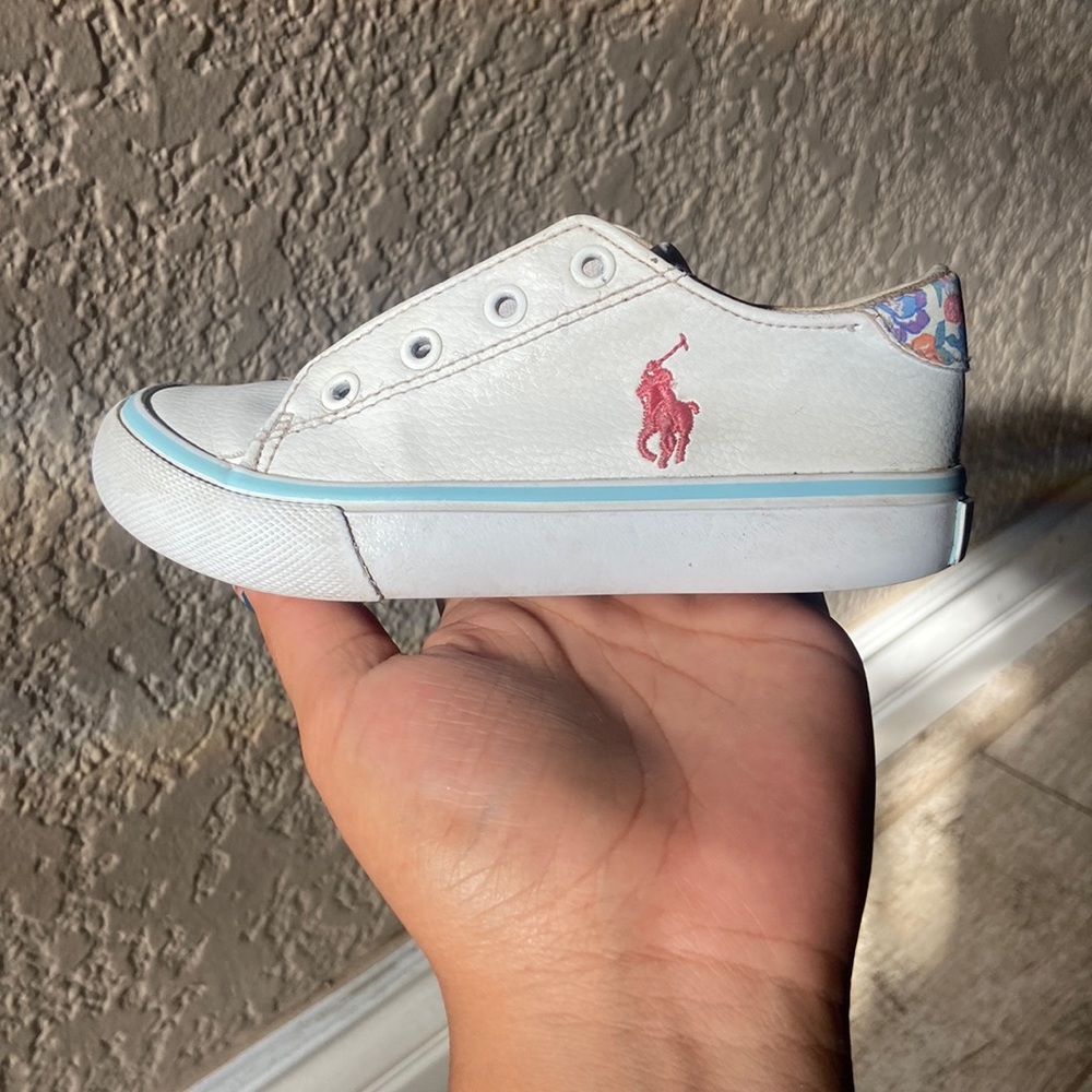 Polo by Ralph Lauren shoes pink and white With flowers size 8 USA
